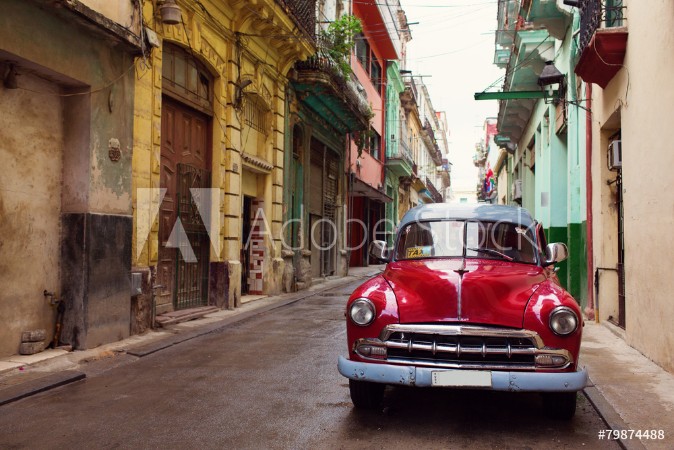 Picture of Classic old car on streets of Havana Cuba